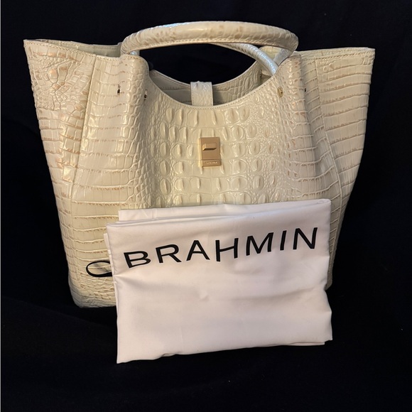 Brahmin Ivory Croc-Embossed Tote - Picture 1 of 10